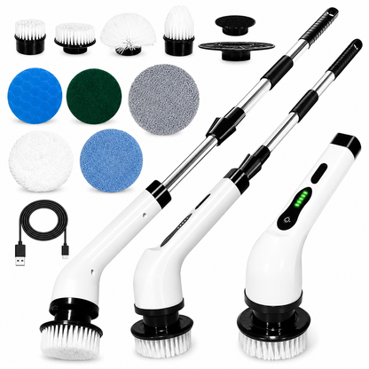 Cordless Electric Spin Scrubber with Extendable Handle & 8 Brush Heads